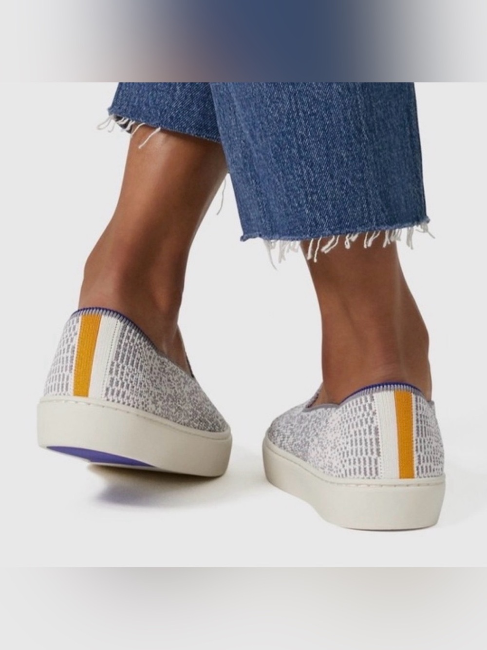 Rothy’s Opal Python Grey White Women’s Slip On Sneaker Shoe